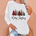 White long sleeve Christmas sweatshirt featuring diverse patterned trees and Merry Christmas text - 3XL / White Christmas Tree Set (203X-Black)