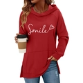Détails du sweat à capuche rouge avec lettrage Smile blanc et poche avant pratique - S / Rouge