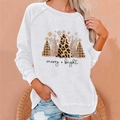 White Christmas sweatshirt for women featuring five festive trees and merry + bright print - 3XL / Top (merry + bright Print) / White