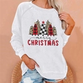 Women's white crewneck sweatshirt featuring five stylish Christmas tree graphic prints - 3XL / Top (Five Textured Christmas Trees Print) / White