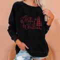Women's black Christmas sweatshirt featuring red buffalo plaid Merry Christmas print - 3XL / Top (Plaid Merry Christmas Print) / Black