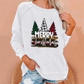White Christmas sweatshirt for women featuring festive plaid trees and Merry Christmas text - 3XL / Tops / White (841X)