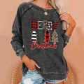 Dark grey washed Christmas sweatshirt with triple texture holiday tree prints - 3XL / Tops / Dark Gray (833X)