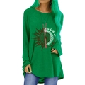 Grünes Langarmshirt mit Sonnen- und Mondprint und Live by the sun Love by the moon Slogan - S / Grün