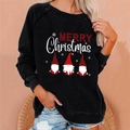 Black Christmas sweatshirt with red plaid MERRY text and cute gnome festive graphics - 3XL / Tops / Black (840X)