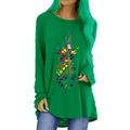 Grünes Langarm-T-Shirt mit buntem Ananas-Druck in lock im Farbverlauf und lockerer Passform - S / Grün