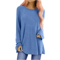 T-shirt femme à manches longues raglan et col rond de couleur bleu royal vif - S / Bleu