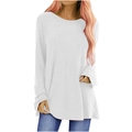 T-shirt blanc oversize pour femme avec manches raglan et col rond décontracté - 3XL / Blanc