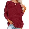 Damen Rundhals Sweatshirt in Weinrot mit überschnittenen Schultern und Rippbündchen - 3XL / Burgunderrot