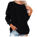 Damen Sweatshirt in Schwarz mit Rundhalsausschnitt und klassischen Raglanärmeln - S / Schwarz