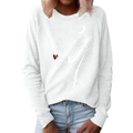 Women's white crewneck sweatshirt featuring a minimalist line art cat and crescent moon print - S / White