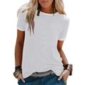 Women's classic white short sleeve T-shirt with a round neck in a relaxed fit - White