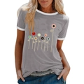 T-shirt grigia stampa floreale con bordi bianchi a contrasto e design floreale sobrio - S / Grigio