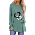 Sage green long sleeve t-shirt with triple heart graphic print for women - 3XL / Green Gray