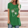 Detail of vibrant green summer T-shirt featuring creative cocktail dandelion print texture - 3XL / Green