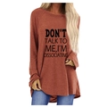 T-shirt oversize rouge brique à manches longues avec imprimé Don't Talk To Me - S / Brun