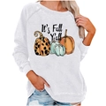 White Halloween raglan sweatshirt with colorful pumpkins and It's Fall Y'all graphic - S / Tops / White (2000)