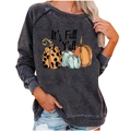 Women's charcoal grey long sleeve sweatshirt with Fall Y'all pumpkin graphic print - S / Tops / Dark Gray (2000)