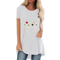 Camiseta blanca de manga corta para mujer con estampado floral colorido y cuello redondo - S / Blanco