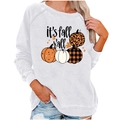 White long sleeve sweatshirt for women with fall pumpkin graphic and fall y'all text - S / Tops / White (2001)