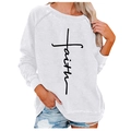 Felpa bianca girocollo con stampa croce faith e maniche raglan a contrasto - XL / Bianco