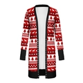 Détail du cardigan de Noël avec imprimés de rennes et fermoirs à boutons argentés - S / Imprimé Renne Rouge Blanc (a1)
