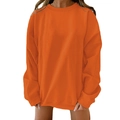 Women's oversize orange crewneck sweatshirt with drop shoulder and long sleeves for autumn - S / Orange