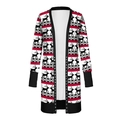 Vue détaillée du cardigan de Noël avec motifs de rennes et détails de rivets métalliques - S / Fair Isle Rouge Noir Blanc (a3)
