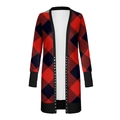 Détail du cardigan à carreaux rouges et noirs avec boutons-pression en métal - S / Plaid Buffalo Rouge Noir (a4)