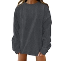 Women's dark grey oversized crewneck sweatshirt with drop shoulder and ribbed cuffs - S / Dark Gray