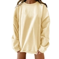Women's oversized crewneck sweatshirt in light yellow with dropped shoulder design - S / Apricot