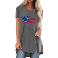 Dunkelgraues Damen-T-Shirt mit US-Flaggen-Print und unregelmäßigem Saum für Damen - S / Grau