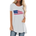 Weißes Oversized-T-Shirt mit US-Flaggen-Print und asymmetrischem Vokuhila-Saum für Damen - S / Weiß