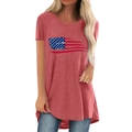 T-shirt femme à manches courtes vieux rose avec imprimé drapeau américain - S / Rose