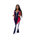 Set sportivo donna 2 pezzi con gilet con cappuccio e pantaloni larghi in mesh colorato - S / Blu Notte