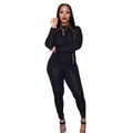Women's black two-piece tracksuit with orange side stripes, slim fit long sleeve set - S / Black