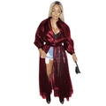 Detail of burgundy PU leather and sheer mesh patchwork coat with metallic finish - S / Burgundy