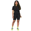 Ensemble sport deux pièces noir pour femme avec t-shirt imprimé cœur Mama et short - S / Noir