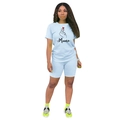 Set due pezzi azzurro per la festa della mamma con t-shirt stampata Mama e ciclisti - Taglia S / Zircone Blu Chiaro