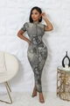 Detailansicht des grau-schwarzen Batikmusters auf dem gerippten Bodycon-Kleid Stoff - S / Schwarz & Weiß