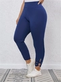 Pantaloni skinny elasticizzati blu scuro da donna a vita alta con tagli a petalo alle caviglie - Taglia S / Pantaloni e gonne / Blu