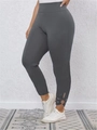 Pantaloni grigio scuro a vita alta da donna con dettagli floreali traforati sul fondo - Taglia S / Pantaloni e gonne / Grigio scuro