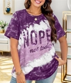 Detail of NOPE not today letter print on purple tie-dye casual cotton t-shirt - S / Tops / Purple