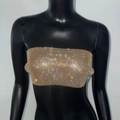Dettaglio del top a fascia dorato con strass e cristalli brillanti per feste - S / Oro