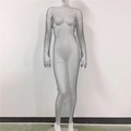 Detail van de sexy zwarte visnet maxi-jurk met fonkelende strassteentjes en mesh-patroon - S / Zwart Geen Split