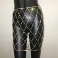 Dettaglio della gonna a rete dorata con strass scintillanti per abbigliamento party - Stile 1 (Stile 1 Oro) / Oro