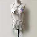 Holografisches Laser-Stern Body-Harness-Set mit Silberketten und verstellbaren Riemen - Einheitsgröße / Holografische Laser-Kombination