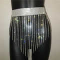 Catena da vita con nappe in strass argento scintillante per gioielli corpo donna - Argento
