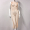 Dettaglio dell'abito in rete trasparente con strass scintillanti e design senza maniche - 135cm-Girocollo / Colore pelle
