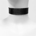 Close-up of black wide choker featuring metallic mesh sequins in punk matrix style - 2.5cm Choker / Black